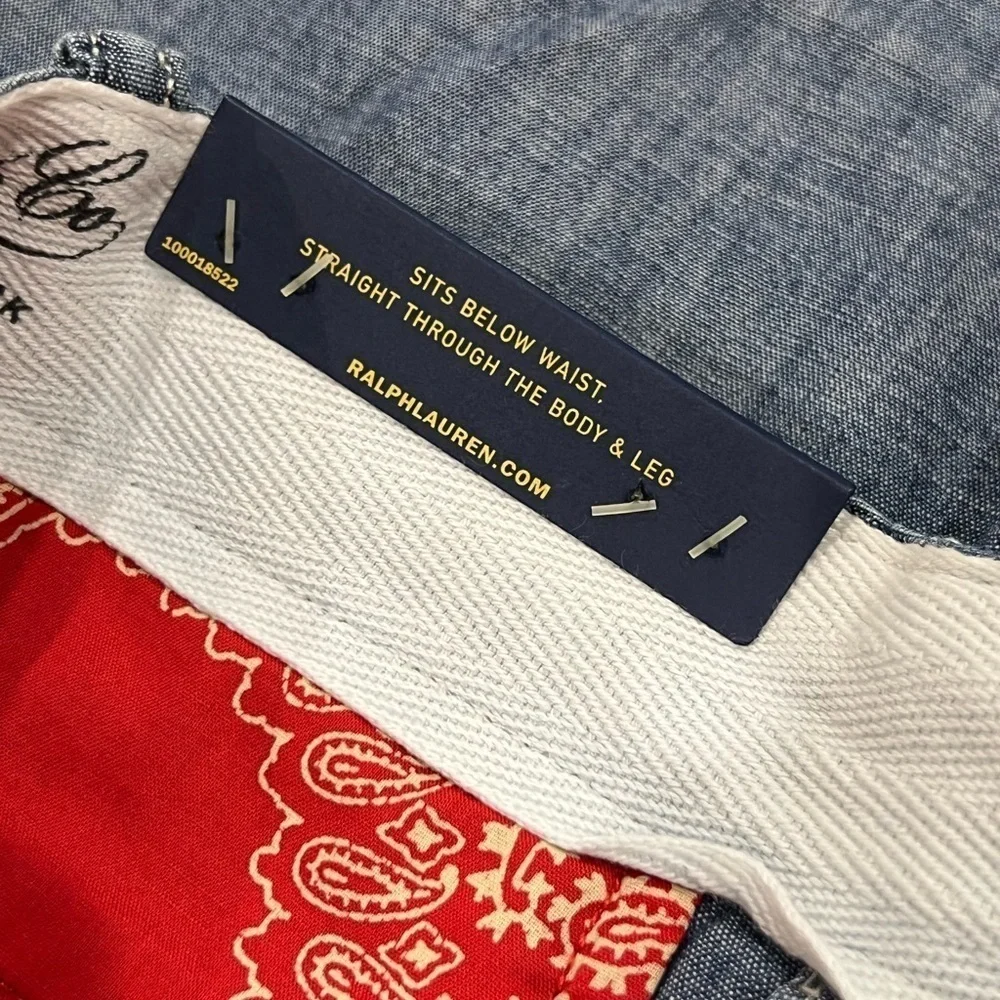 NWT Polo Ralph Lauren 31W Chambray Nautical USA Straight Fit Light Shorts